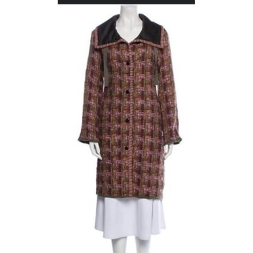 Missoni brown and red long-sleeve sailor collar trench coat Size 12.